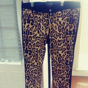 Leopard print front skinny leg jeans